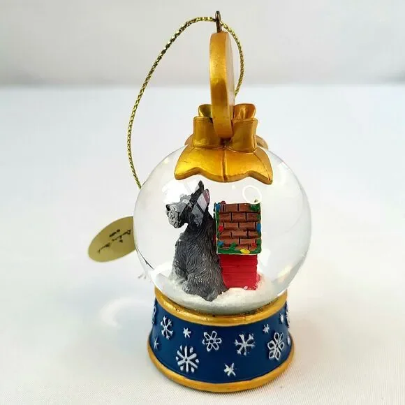 Danbury Mint Christmas Miniature Schnauzer Mini Snow Globe Ornament Dog House - Picture 6 of 11